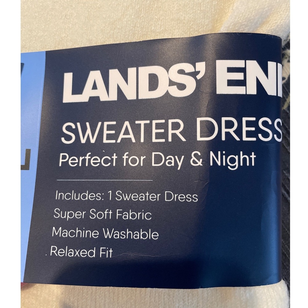 Lands End Sweater Dress Large Vanilla New Crew Neck Long Sleeve Relaxed Fit‎ New - Picture 6 of 6